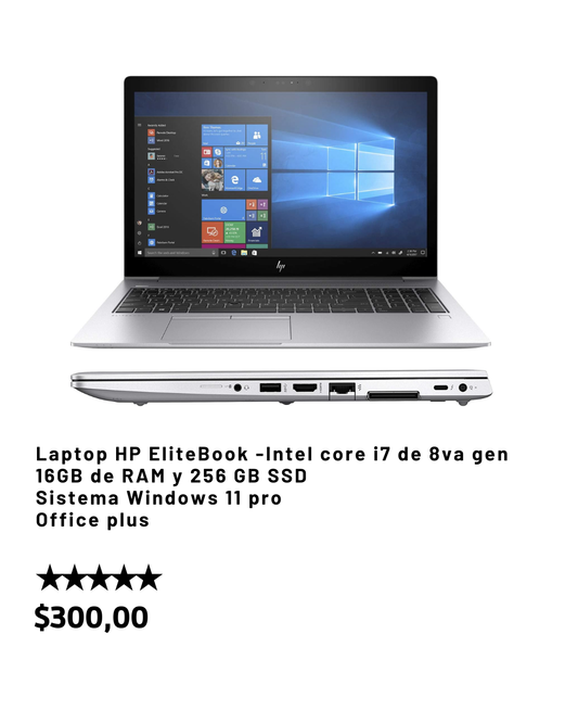 Laptop HP EliteBook 850 G5 de 15.6" Full HD 🚀