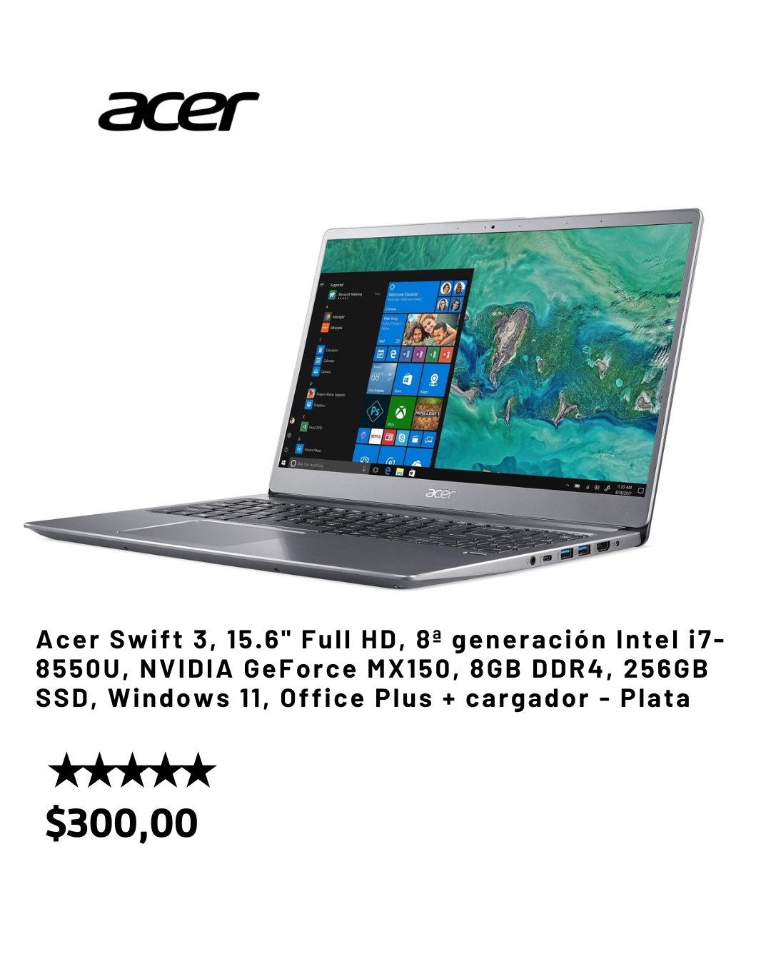 Acer Swift 3 de 15.6" Full HD Aluminio 🚀